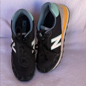 Women’s 10 New Balance 515 Black Sneakers with Mint and Orange Accents